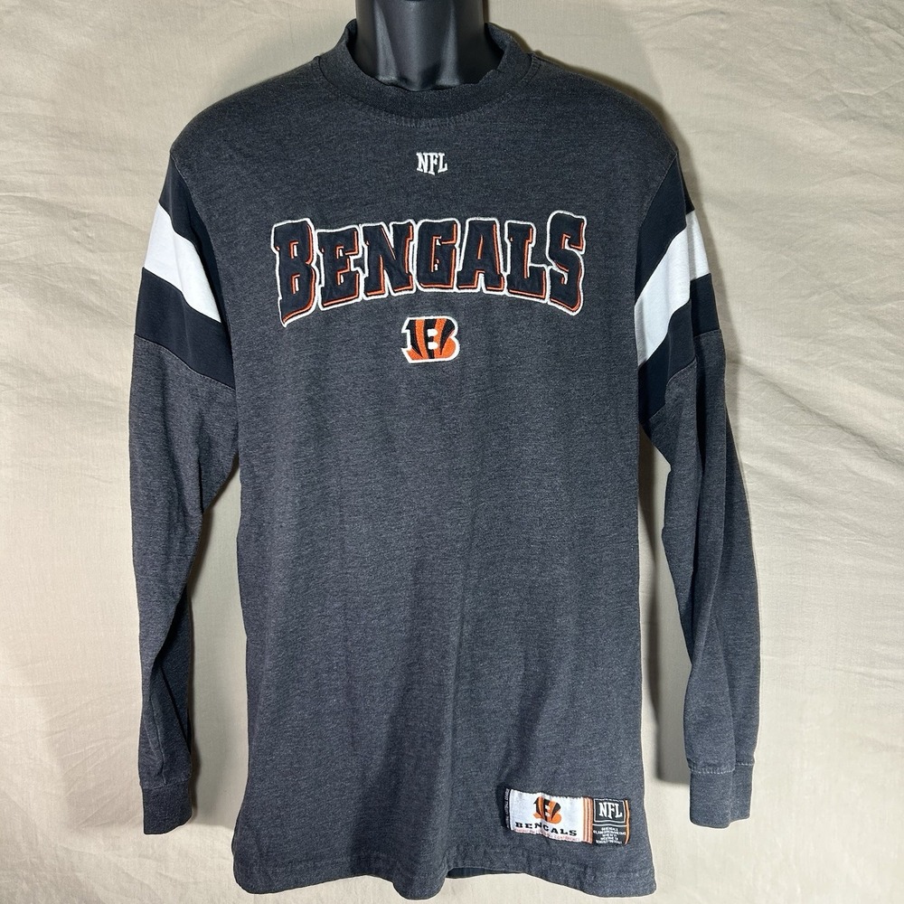 Cincinnati Bengals Shirt Mens Medium Black NFL Football Long Sleeve Crewneck
